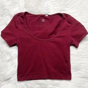 Nollie Short Sleeve Crop Top Maroon Size XS
